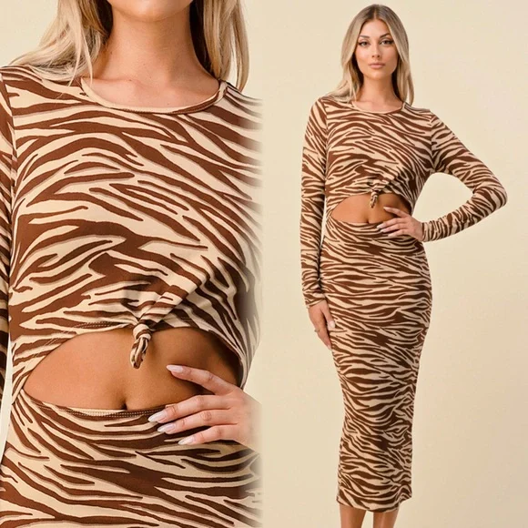 Brown Zebra Print Two-Piece Set - Picture 4 of 5